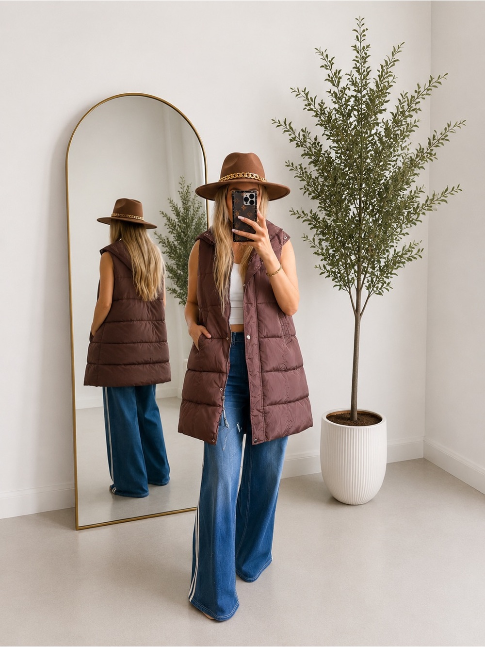 NWT Quilted Puffer Vest in Chocolate Brown